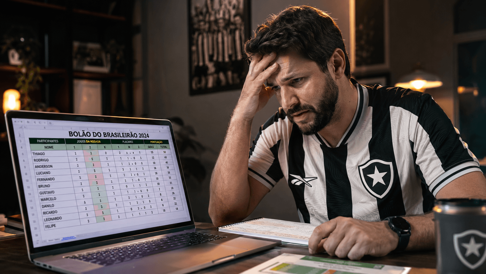 Comparação entre planilha de bolão e organização online